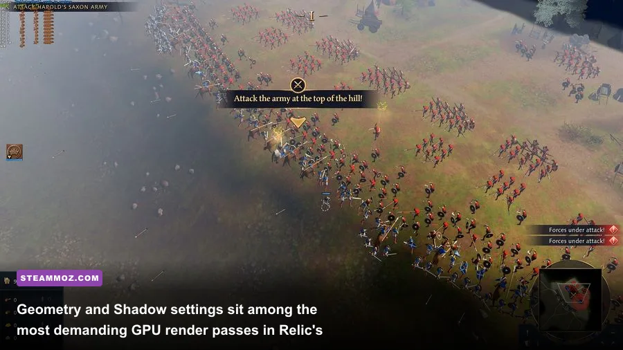 Visual fidelity comparison showing terrain and building geometry in Age of Empires 4