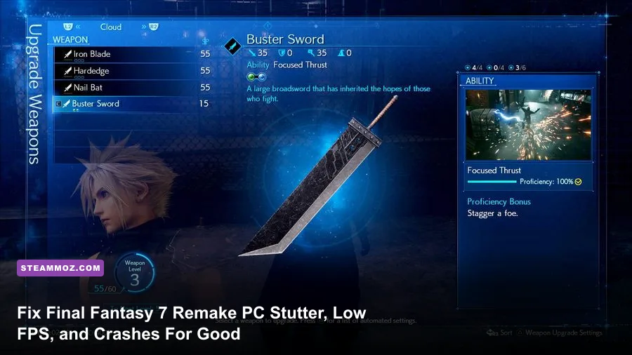 Cloud Strife overlooking Midgar with Buster Sword in Final Fantasy VII Remake Intergrade