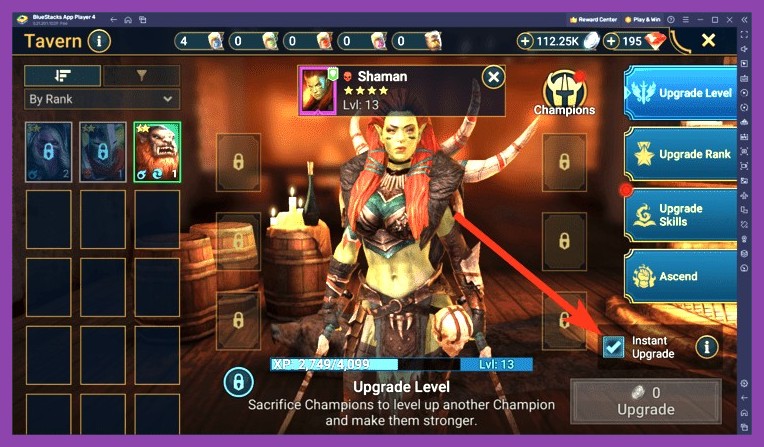 Raid Shadow Legends champion skill leveling and book interface