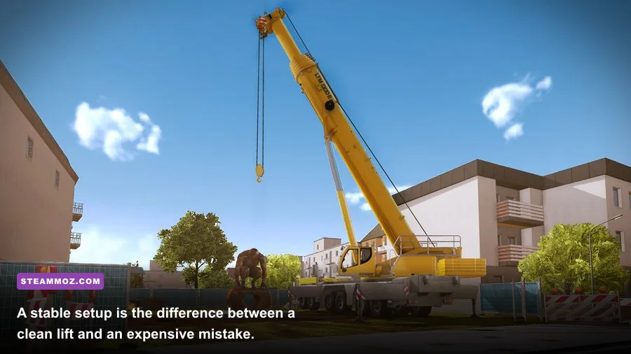 Construction Simulator 2015 Liebherr LTM 1300-6.2 crane deployed with outriggers