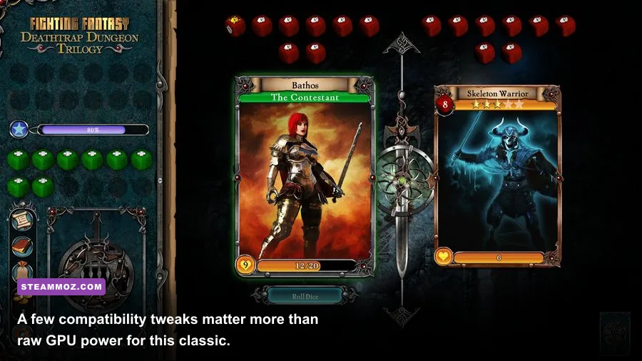 Deathtrap Dungeon PC display and graphics settings menu
