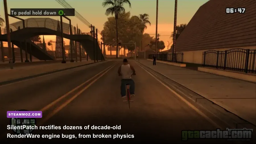 GTA San Andreas gameplay running smoothly with SilentPatch engine fixes applied