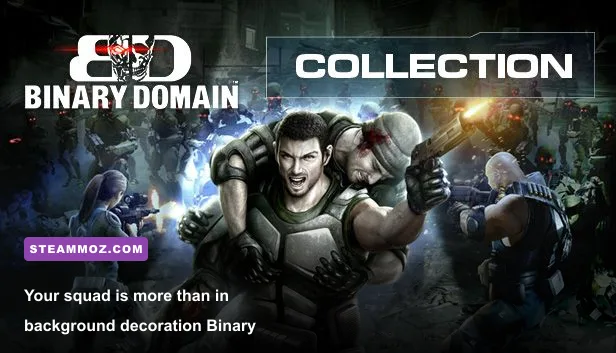 Binary Domain squad members fighting through a futuristic battlefield