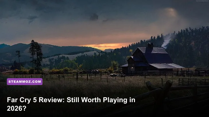 Far Cry 5 Hope County Montana landscape with mountains and church