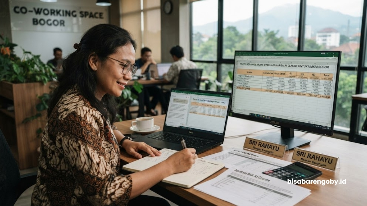 Manajer keuangan memproyeksikan anggaran saat mengevaluasi harga AI Document untuk UMKM di Bogor berbasis Claude