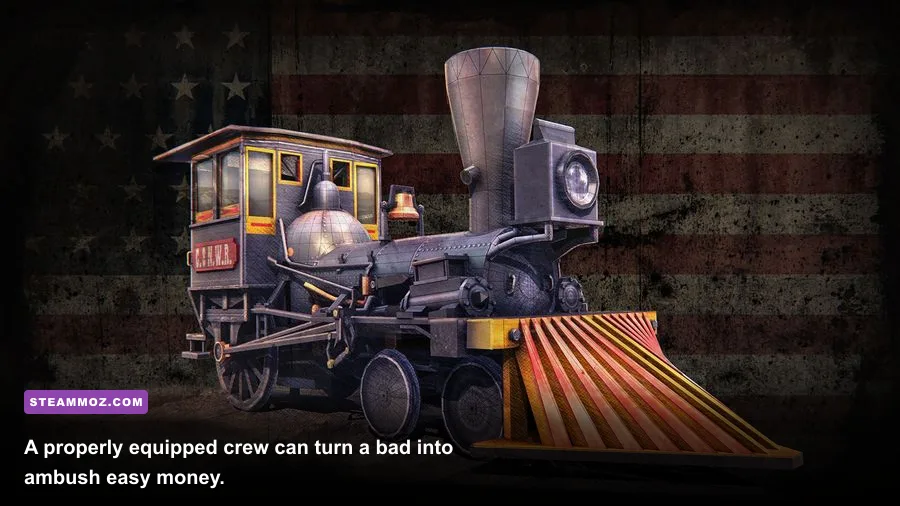 Bounty Train crew equipment screen with weapons and character gear