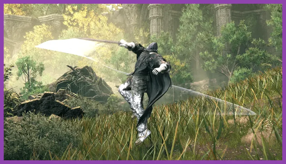 Character holding Milady sword using Wing Stance skill in Castle Ensis