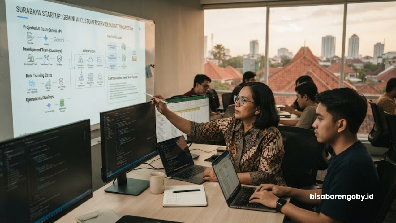 Chief Technology Officer memproyeksikan alokasi anggaran sebelum menghitung biaya AI Customer Service untuk startup di Surabaya berbasis Gemini