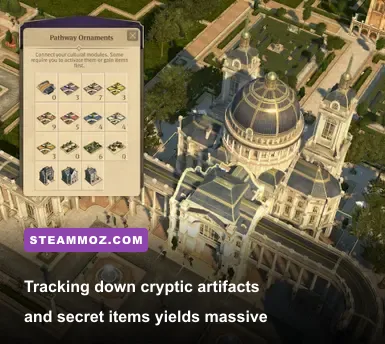 Curated museum and cultural artifacts display in Anno 1800