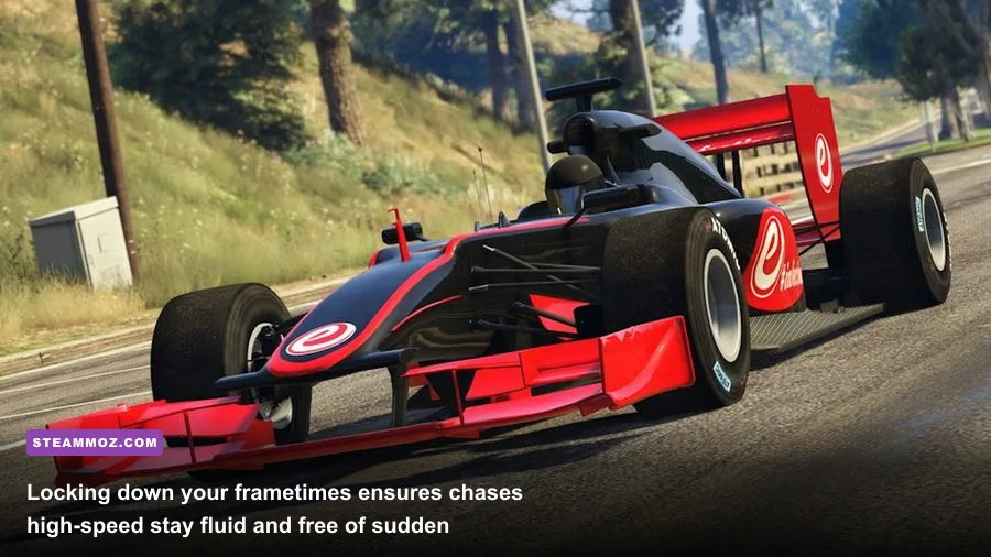 High-speed sports car chase in GTA 5 on PC demonstrating smooth motion