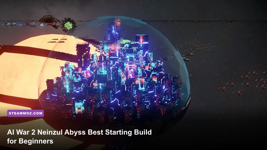 Neinzul fleet attacking an AI world in AI War 2 The Neinzul Abyss