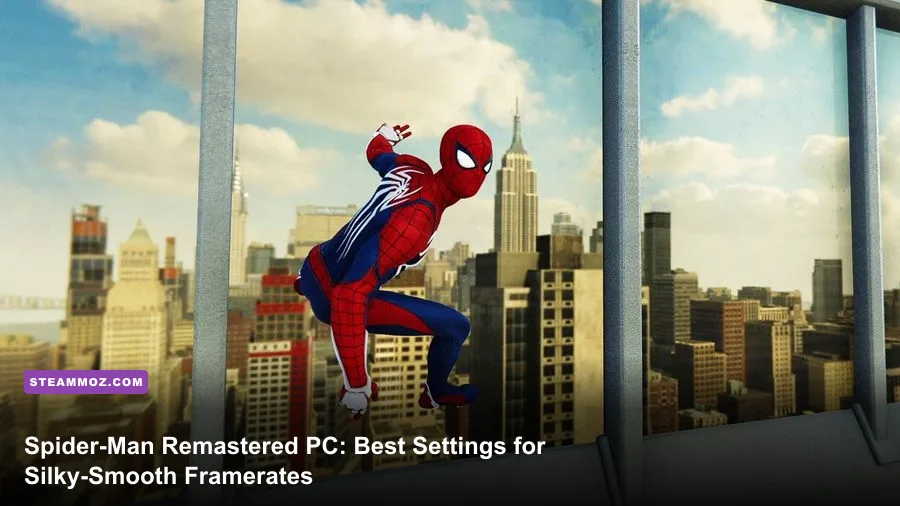 Spider-Man swinging through Manhattan skyscrapers in Marvel's Spider-Man Remastered on PC