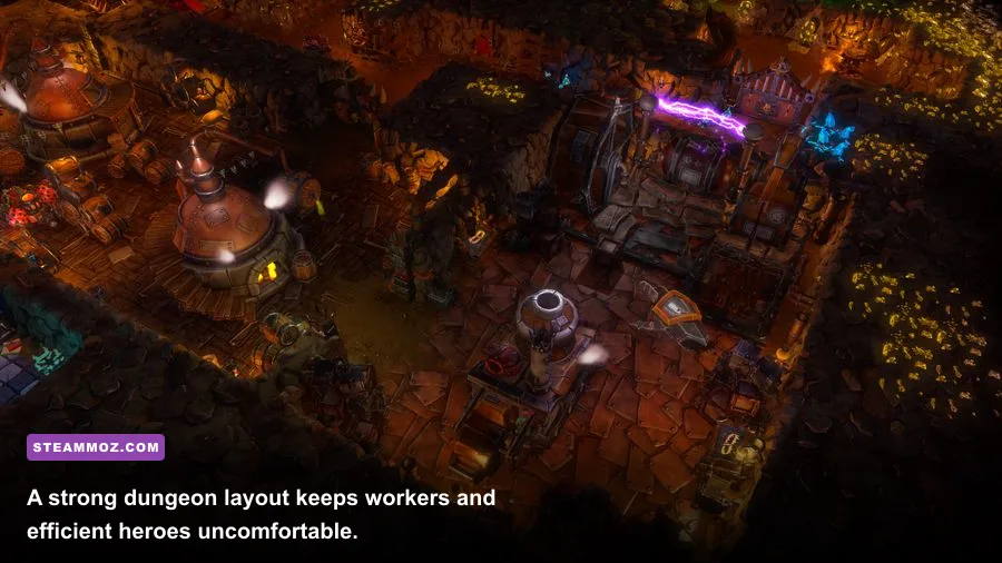Dungeons 2 underground dungeon layout with rooms corridors and traps