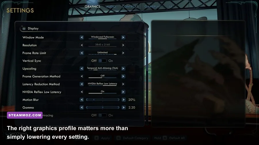 Freedom Wars Remastered PC graphics settings menu with resolution and shadow options