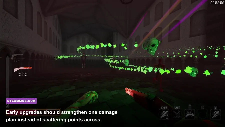 Blood Rush upgrade screen showing early combat skill choices