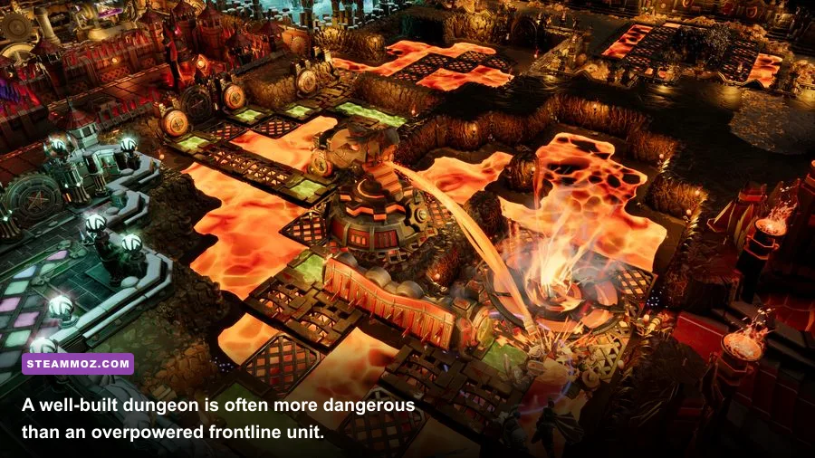 Dungeons 4 dungeon rooms and traps arranged around the Dungeon Heart
