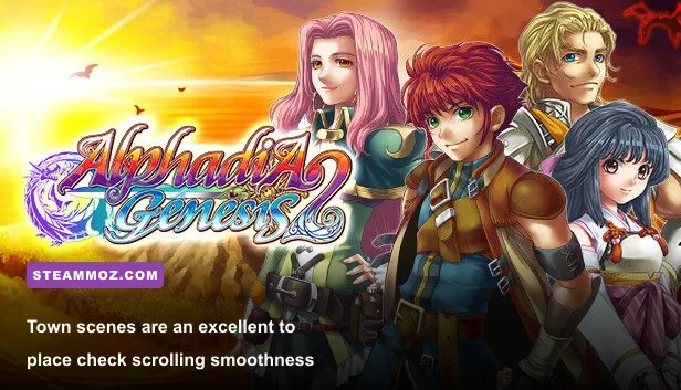 Alphadia Genesis 2 town scene with characters and NPCs