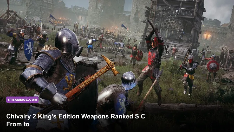 Chivalry 2 knights fighting across a medieval battlefield