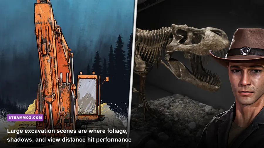 Dinosaur Fossil Hunter player excavating dinosaur fossils with tools