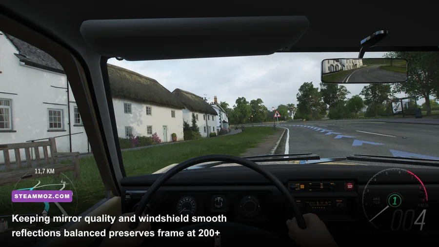First-person cockpit driving perspective showing high speed motion blur in Forza Horizon 4
