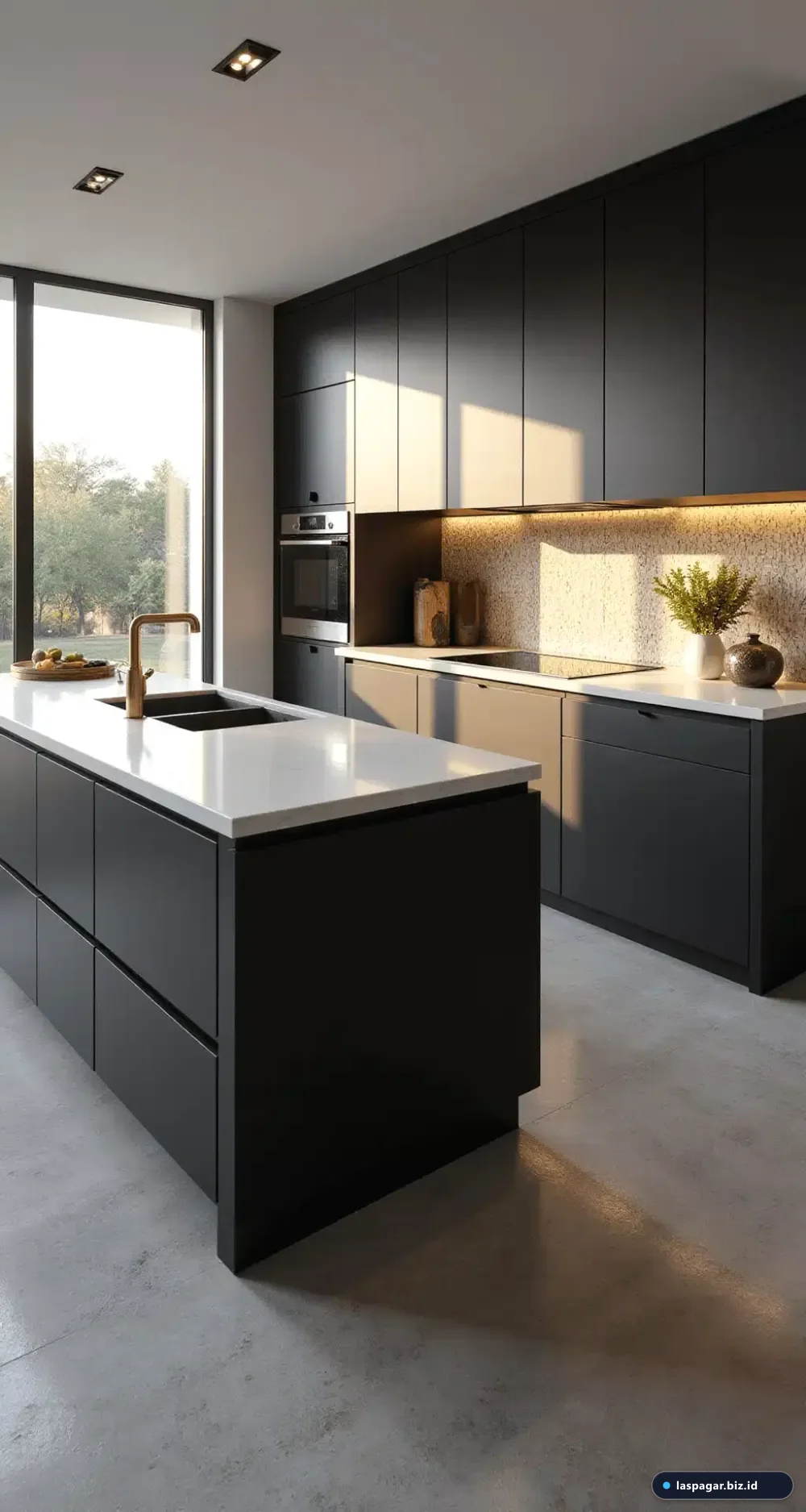Inspirasi desain lemari dapur aluminium panel ACP modern minimalis
