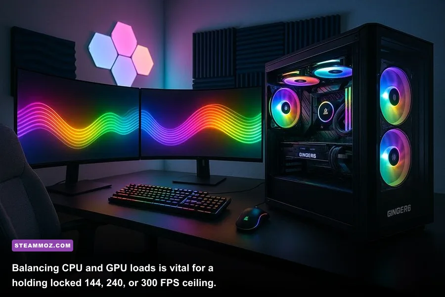 High-end gaming PC setup tuned for competitive esports frame rates