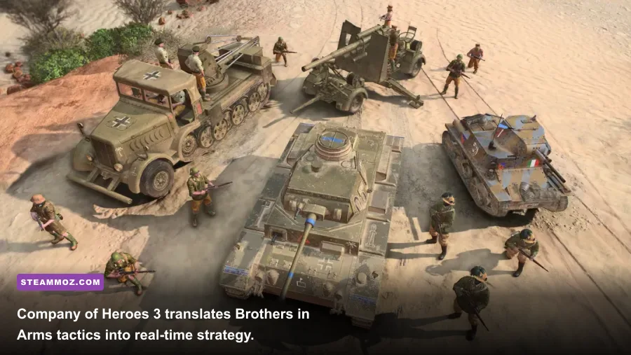 Company of Heroes 3 tactical battlefield with Allied and Axis forces