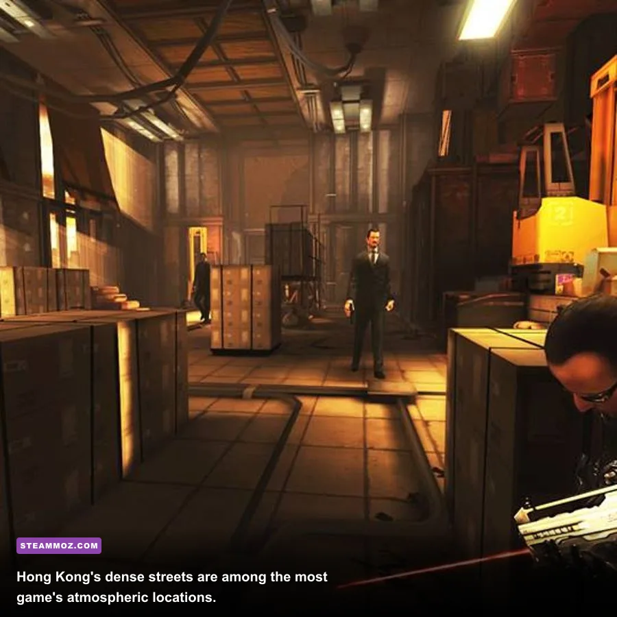 Deus Ex The Fall Hong Kong level gameplay screenshot on PC
