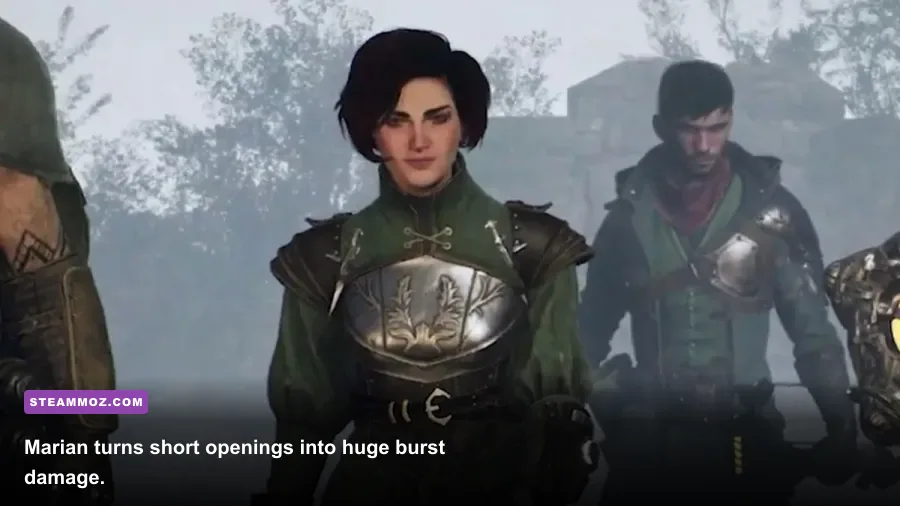 Marian attacking enemies with twin daggers in Gangs of Sherwood