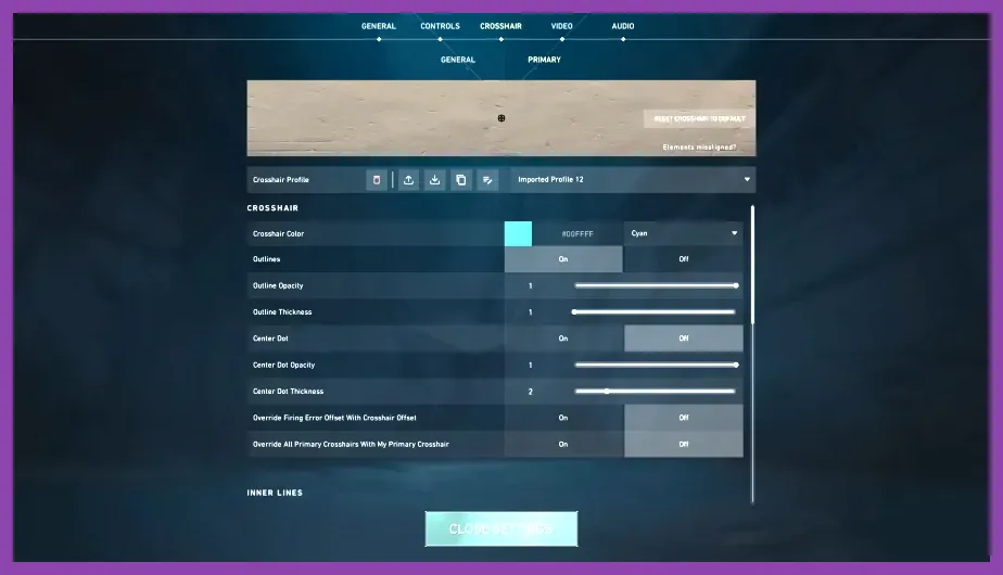 Valorant minimal HUD and interface settings