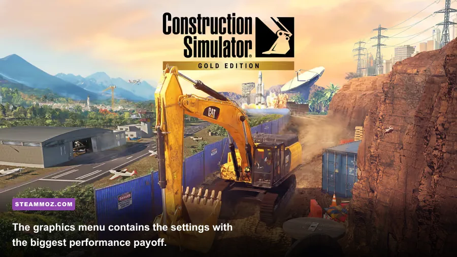Construction Simulator 2015 PC graphics options showing shadows textures and anti aliasing