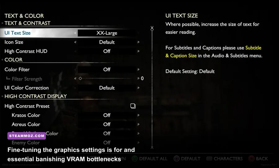 In-game graphics options menu showing DLSS, FSR, and texture settings in God of War Ragnarok PC
