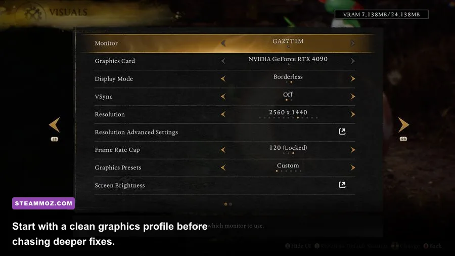 Clanfolk graphics settings menu showing performance options on PC
