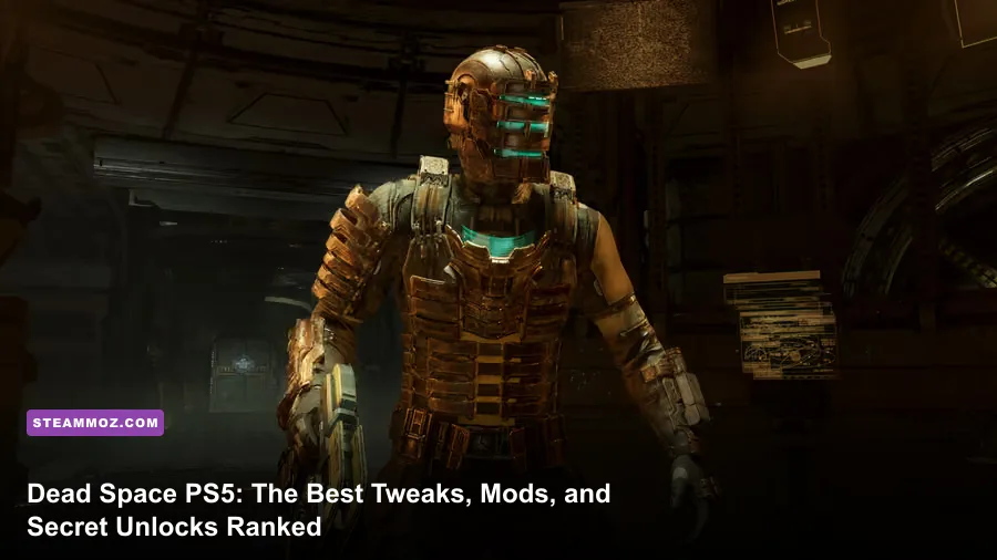 Isaac Clarke aiming the Plasma Cutter down a dark industrial corridor in Dead Space on PS5