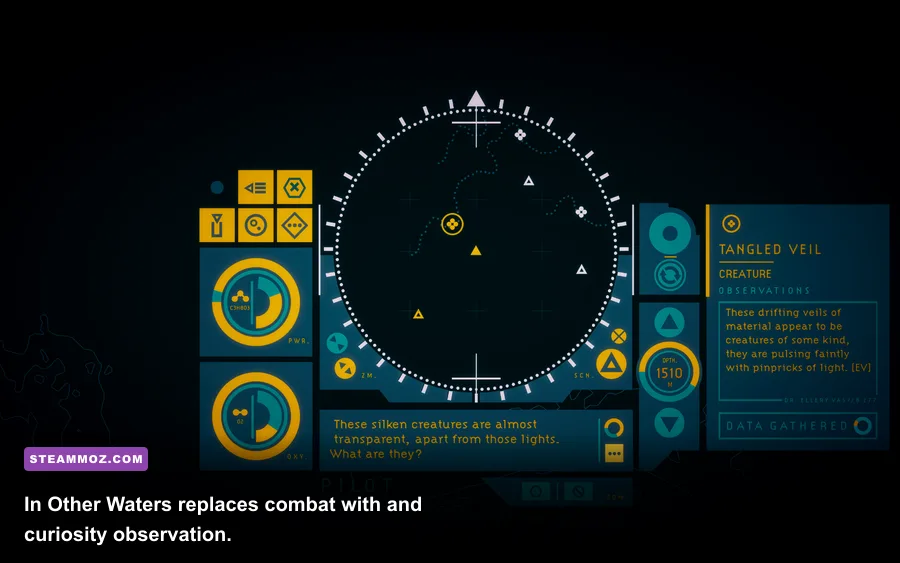 In Other Waters player interface scanning an alien ocean