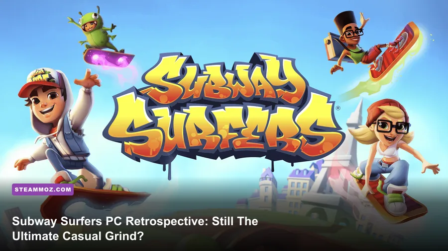Jake running along train tracks in Subway Surfers PC version