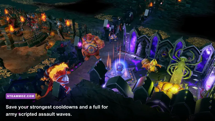 Dungeons 3 Evil of the Caribbean late campaign battle with creatures and traps