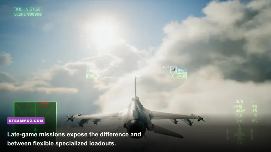 ACE COMBAT 7 Skies Unknown late campaign air battle over a damaged city
