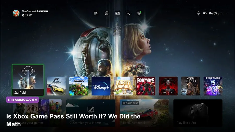 Xbox Game Pass application dashboard showing library of downloadable games