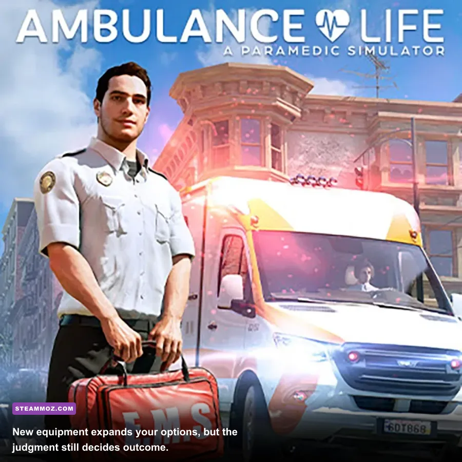 Career and equipment progression screen in Ambulance Life A Paramedic Simulator