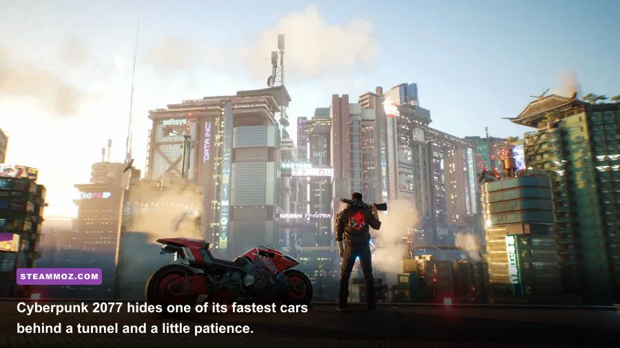 The hidden Rayfield Caliburn supercar inside a Cyberpunk 2077 cave