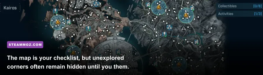 Borderlands 4 map completion screen showing collectibles and unexplored locations