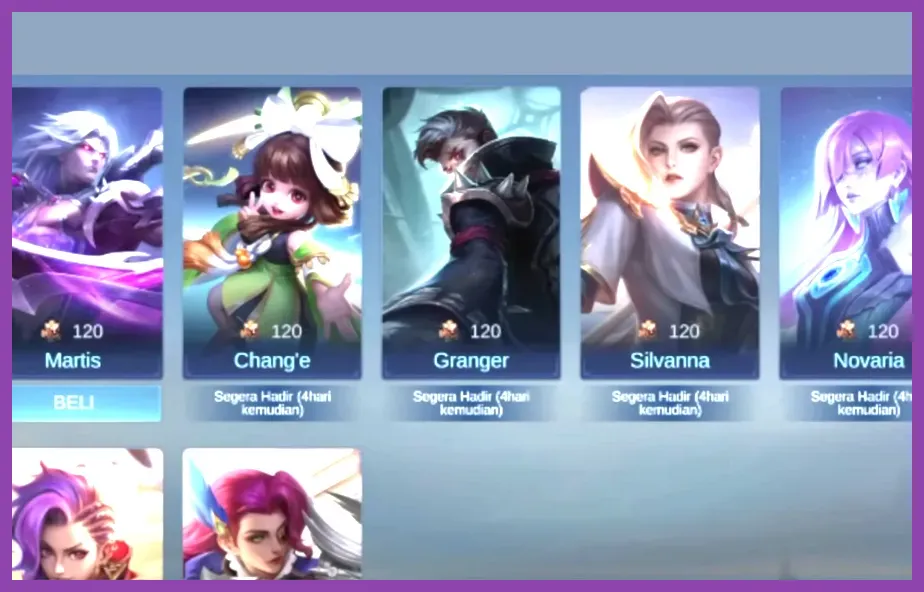Mobile Legends Bang Bang Fragment Shop showing hero fragments and available hero exchanges