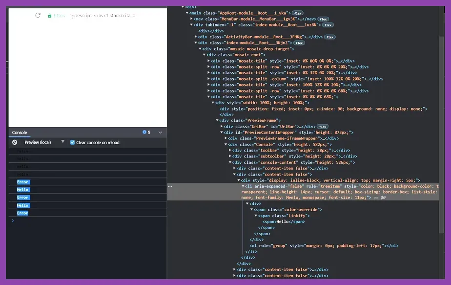 Developer console and debugging logs in a modern gaming environment