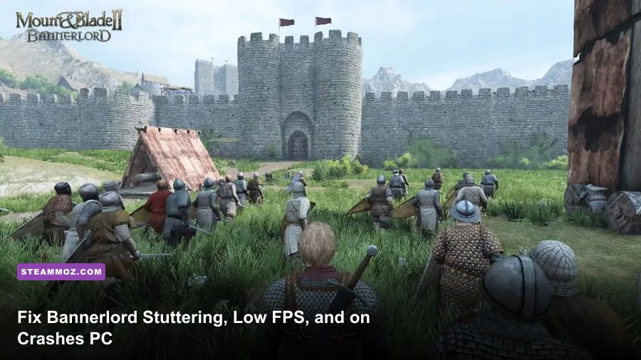 Mount and Blade II Bannerlord army fighting during a large-scale siege