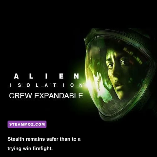 Crew Expendable character hiding from the Alien beneath a table