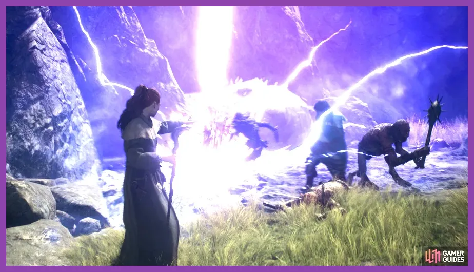 Mage Pawn casting spell buff during dragon boss fight in Dragon's Dogma 2