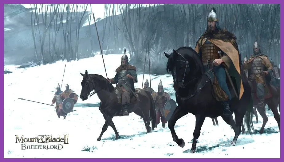 Sturgian heavy lamellar armor in snowy landscape Bannerlord