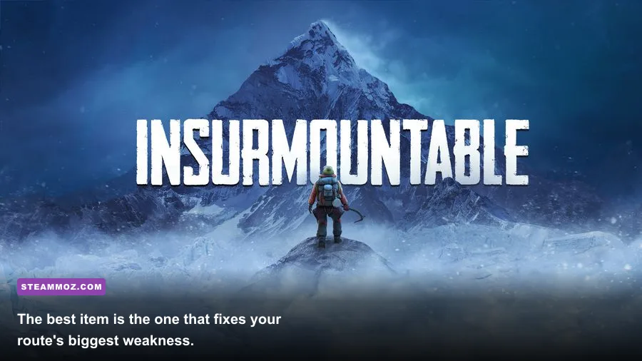 Insurmountable equipment inventory showing climbing gear and stat bonuses