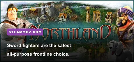 Cultures Northland sword warrior fighting enemies near a Viking settlement